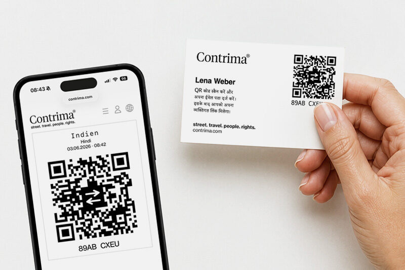 Contrima card in one hand